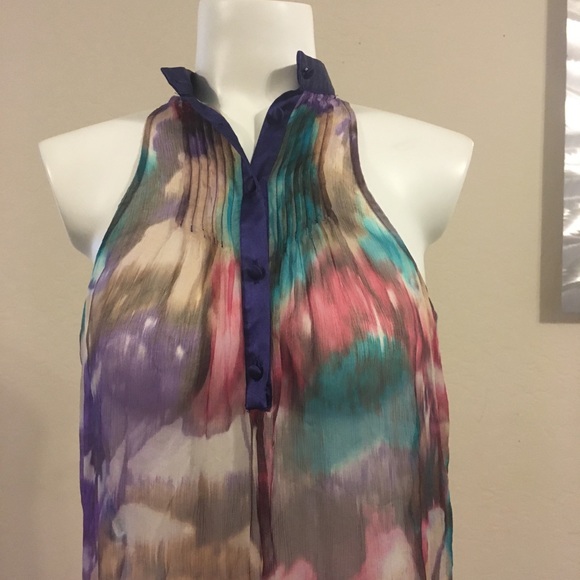 Marciano Exquisite Watercolor Silk Sheer Tank - Picture 7 of 8